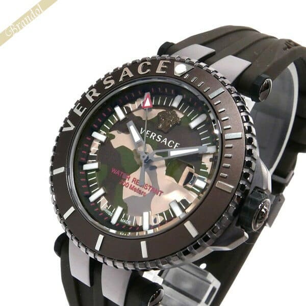 New] Versace VERSACE men watch V race diver camouflage pattern 46mm green X  brown VAK06 0016 | - BE FORWARD Store