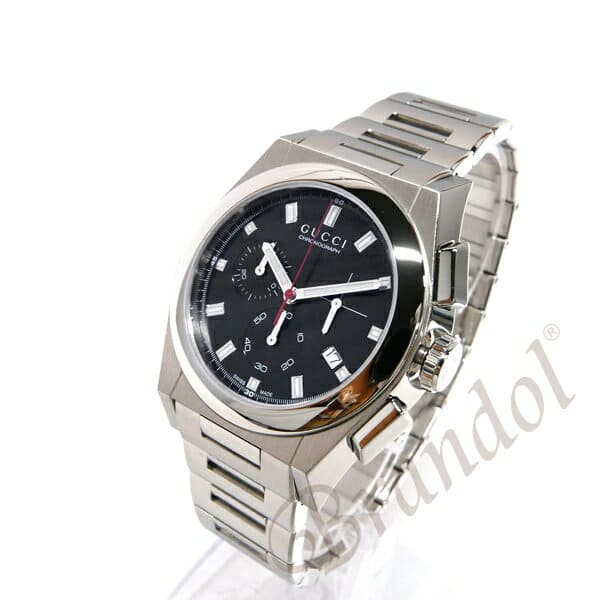 New]Gucci Men's Pantheon Chronograph Watch 42mm Black/Silver