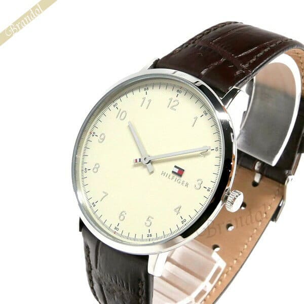 New] tomihirufiga TOMMY HILFIGER men watch 40mm ivory X brown 1791338 - BE  FORWARD Store