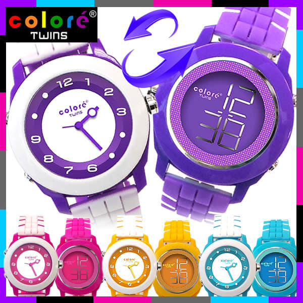 [New]colore twins color Twins watch everyday life waterproofing unisex ...