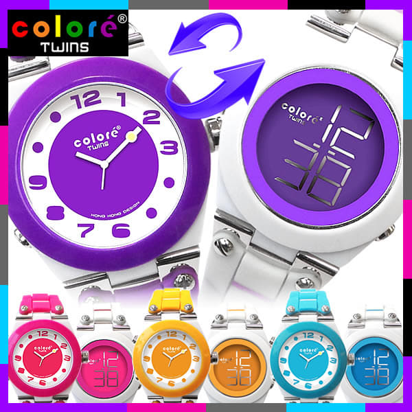 [New]colore twins color Twins watch everyday life waterproofing unisex ...