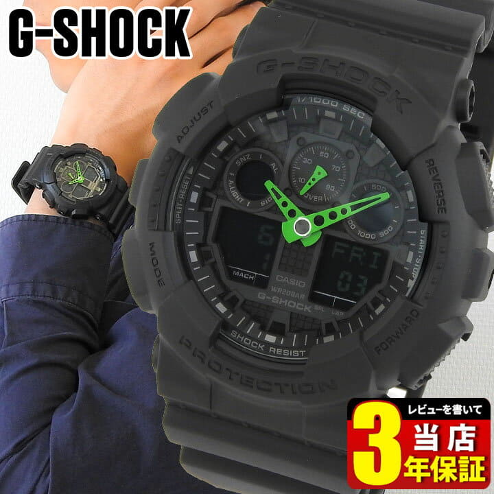 New]Casio G-SHOCK GA-100C-1A3 clock men watch waterproofing black green  black green analog digital sports BIC Face - BE FORWARD Store