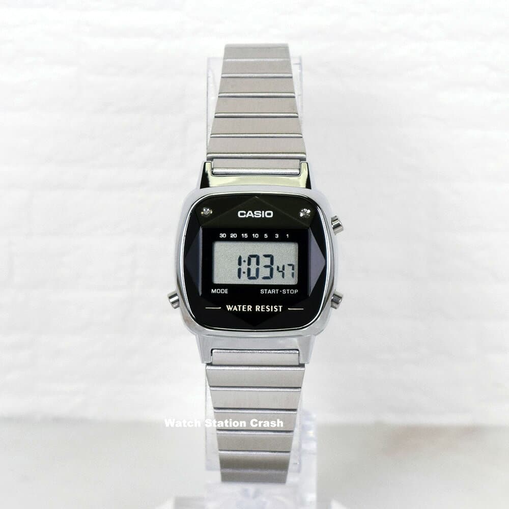 New][natural diamond] The which Casio watch LA670WAD-1 LA-670WAD black  silver digital watch Lady's BOX in - BE FORWARD Store