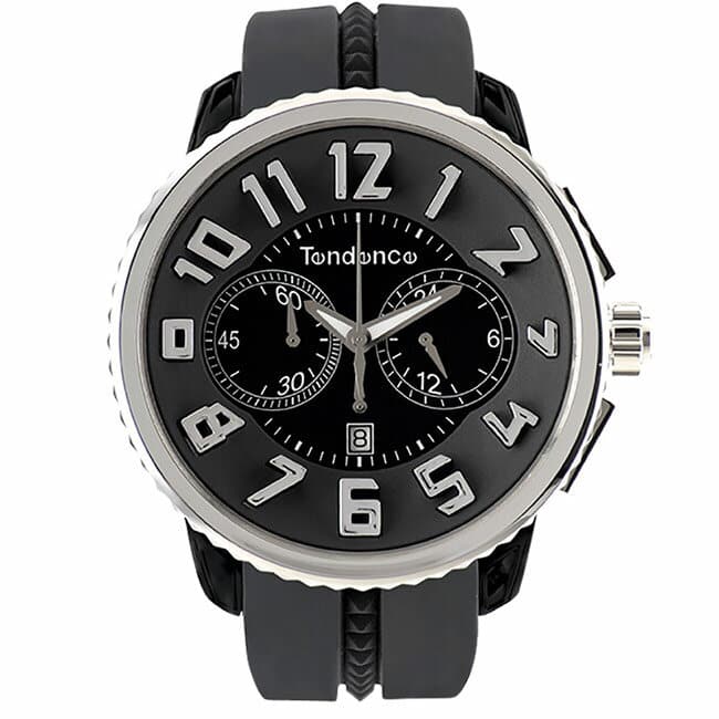 New]Tendence Gulliver Round 50mm Chrono Watch for Unisex Black