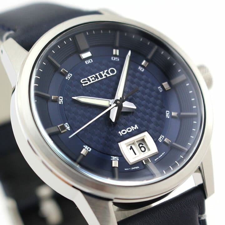 New]Seiko Reimport Men's Quartz Analog Watch Leather Belt Blue/Navy SUR287P1  - BE FORWARD Store