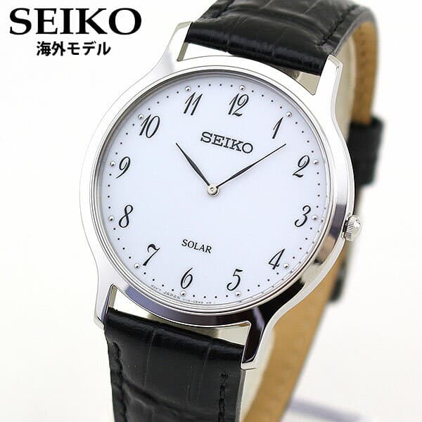 New Seiko Men s Solar Analog Watch Leather Belt Black White SUP863P1 BE FORWARD Store