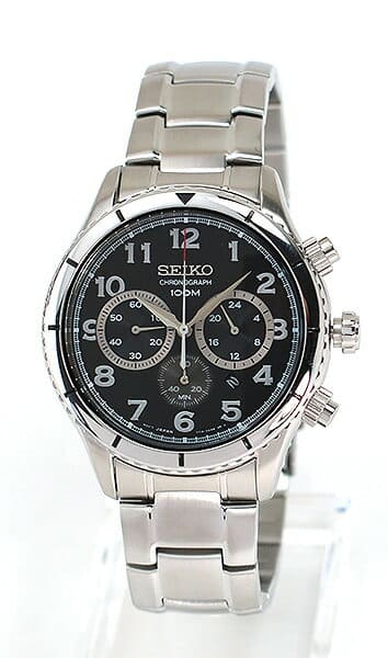 New]Seiko Men's Chronograph Watch Silver/Black SRW037P1 - BE FORWARD Store