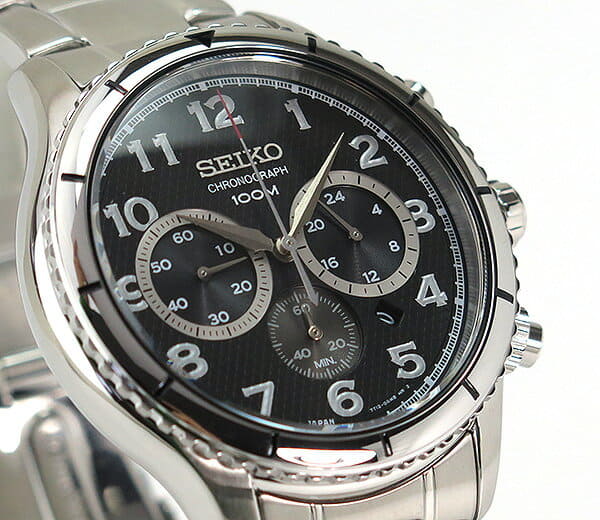 New]Seiko Men's Chronograph Watch Silver/Black SRW037P1 - BE FORWARD Store