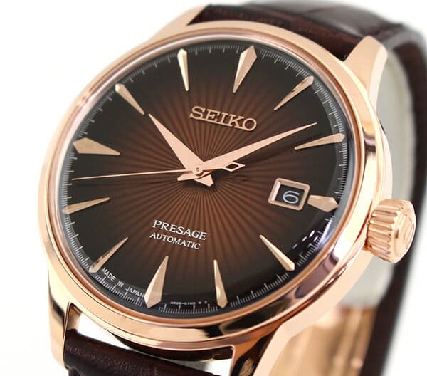 New SEIKO PRESAGE Presagebeshikkurain SARY078 men watch leather belt machine type mechanical self winding watch analog brown pink gold