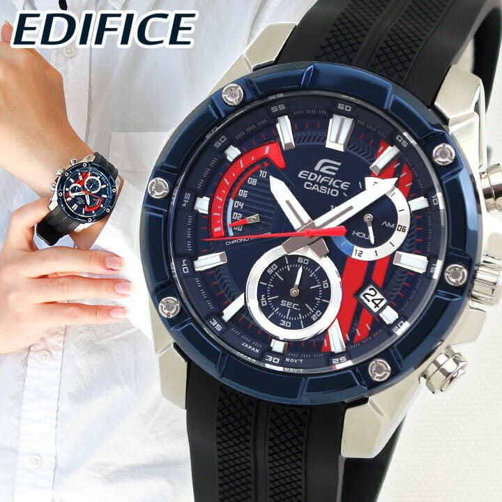 New] CASIO EDIFICE Scuderia Toro Rosso EFR-559TRP-2A Men's Watch urethane  black blue - BE FORWARD Store