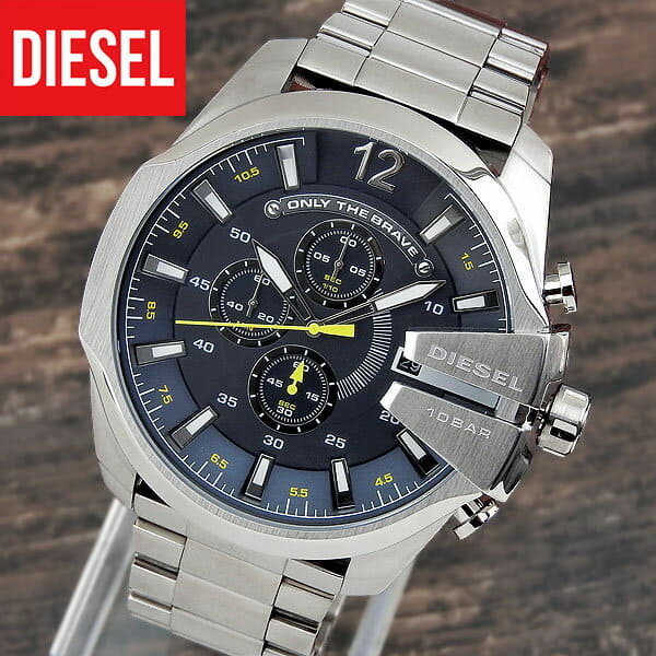 New DIESEL diesel Mega Chief mega chief men watch metal chronograph quartz analog yellow yellow blue navy Silver silver DZ4465 BE FORWARD Store