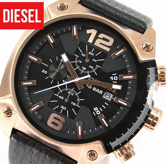 DIESEL 腕時計レザー DIESEL - DIESEL 腕時計 スクエア レザーベルト レザーバンドの