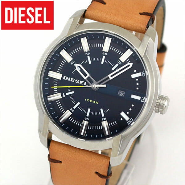 New DIESEL diesel ARMBAR arm bar DZ1847 men watch leather belt leather analog blue navy tea brown BE FORWARD Store
