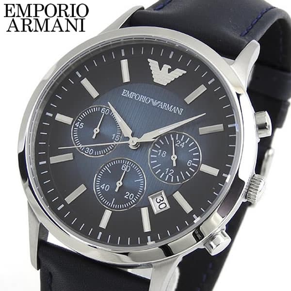 Emporio Armani Classic Chronograph Silver Dial Grey Leather Strap Watch For Men - AR1861 main image 0