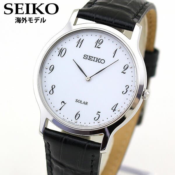 New]Seiko Men's Solar Analog Watch Leather Belt White/Black SUP863P1 - BE  FORWARD Store