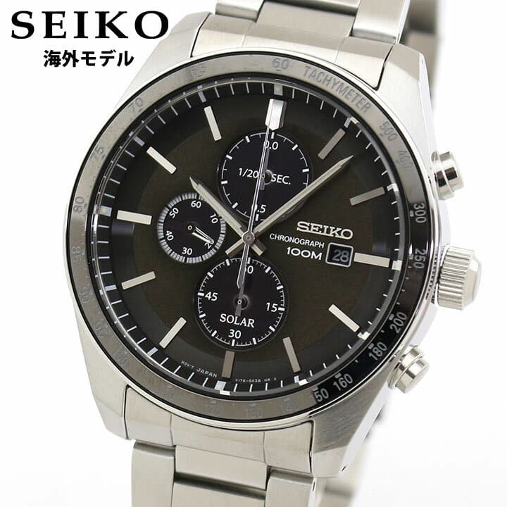 New] SEIKO reimportation SSC715P1 men watch metal chronograph solar analog  black black Silver silver - BE FORWARD Store