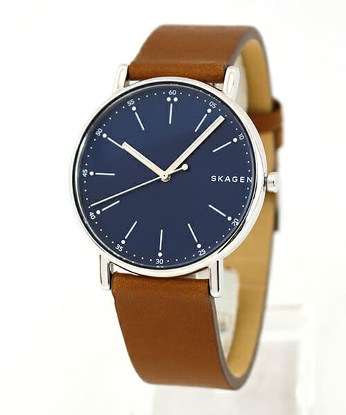 New Skagen Scar Gene Signatur Signature Skw6355 Men Watch Leather Belt Leather Simple Blue Navy Tea Brown Be Forward Store