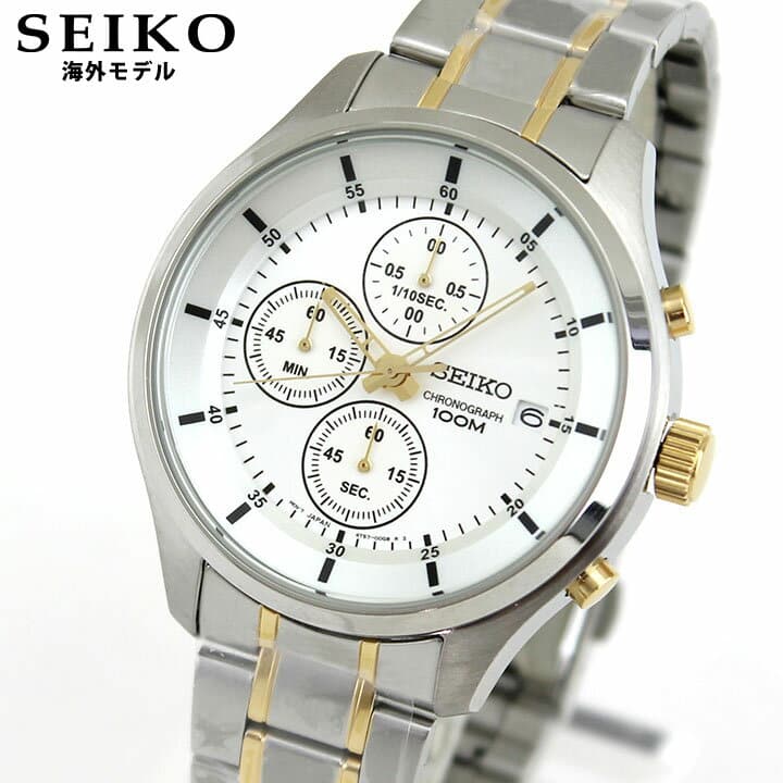 New]Seiko Men's Quartz Analog Watch Metal Band Silver/Gold SKS541P1 - BE  FORWARD Store