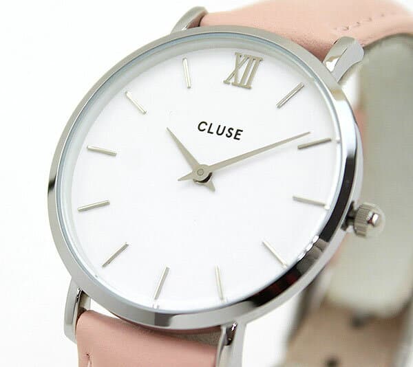 New]CLUSE kurus MINUIT minyui 33mm CL30005 Lady's watch leather belt  leather white white pink Silver silver - BE FORWARD Store