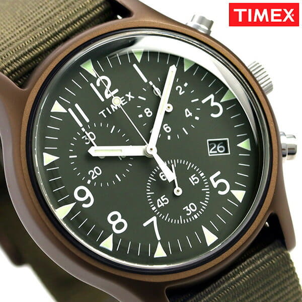 Timex mk1 steel shop chronograph with olive dial