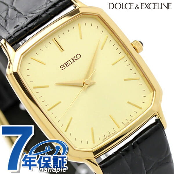New]SEIKO dolce & ekuserinu mens SACM154 SEIKO DOLCE & EXCELINE watch gold  X black leather belt clock - BE FORWARD Store