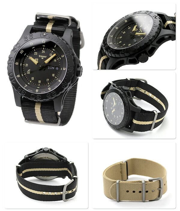 New]Tracer watch MIL-G Sand date oar black X sand traser P6600