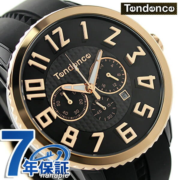 [New]TENDENCE Gulliver 47 Chronograph Quartz Watch Black/Pink Gold TY460013