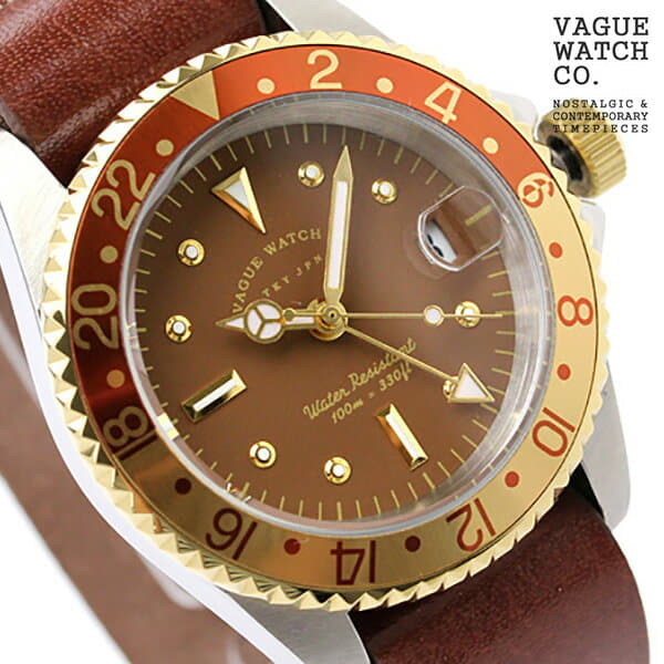 New G M tea brown leather belt VAGUE WATCH Co a bra yes in watch men GMT. BG L 001 clock BE FORWARD Store
