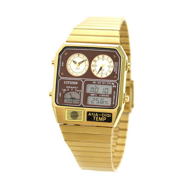 New]CITIZEN watch chronograph thermometer gold analog digital