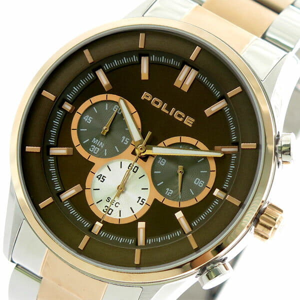 New police POLICE watch men 15001JSTR 12M quartz brown silver