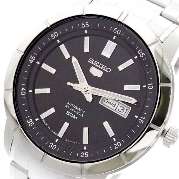 New]SEIKO SEIKO watch men SNKN55J1 SEIKO 5 SEIKO5 self-winding watch Black  silver [watch foreign countries import product] - BE FORWARD Store