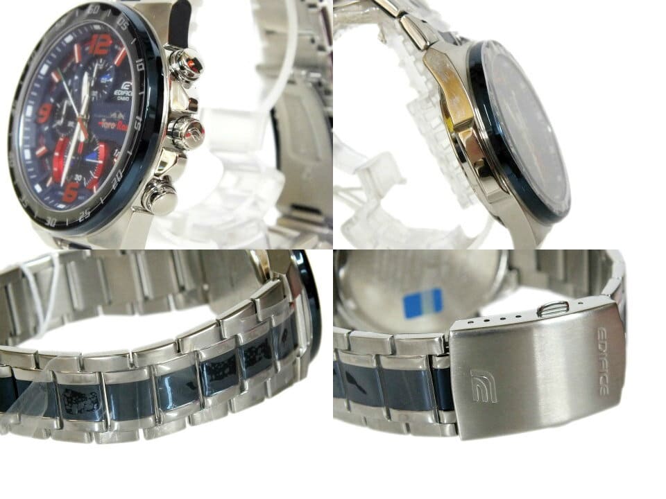 casio edifice men's toro rosso ip steel bracelet watch