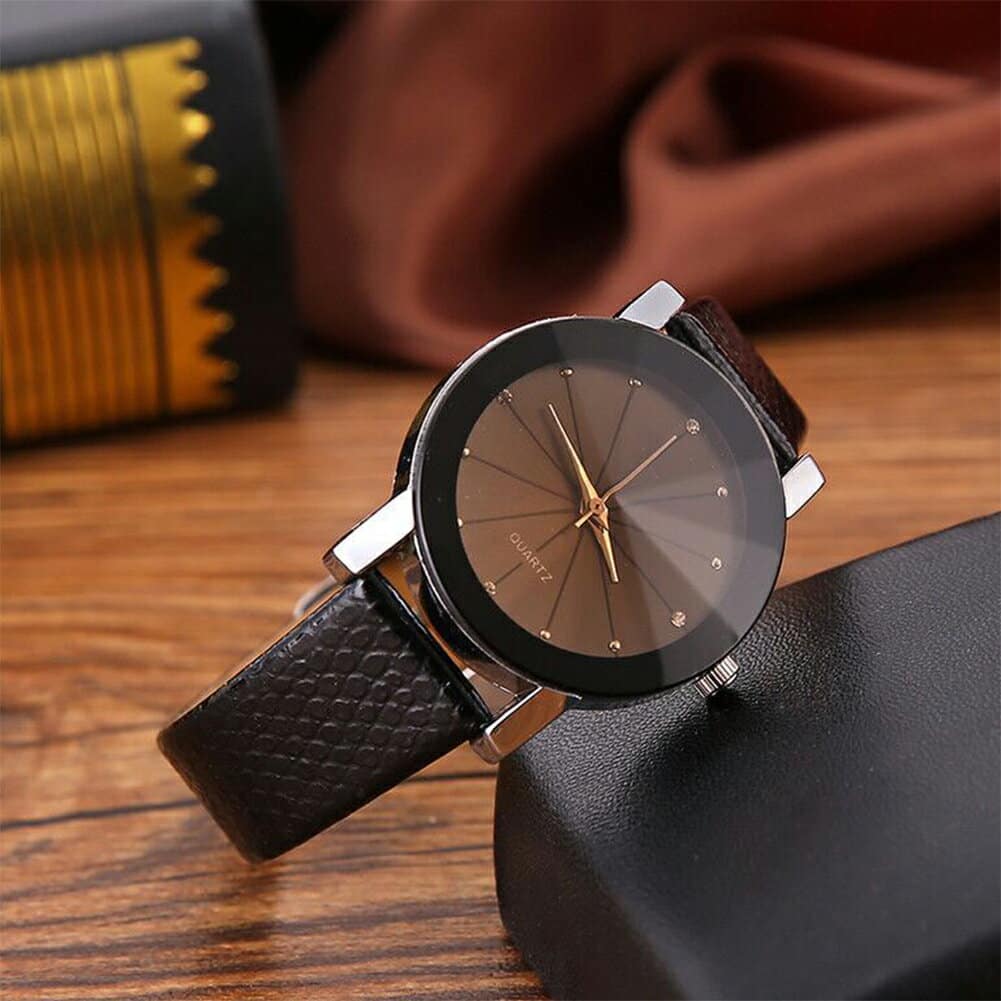 [New]couple simple diamond leather belt quartz watch - BE FORWARD Store