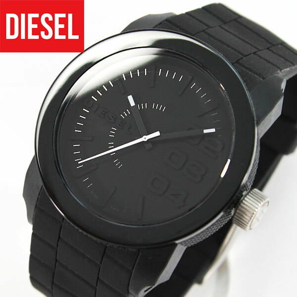 New]DIESEL diesel clock analog DZ1437 Black black rubber belt men watch  watch fashionable analog - BE FORWARD Store