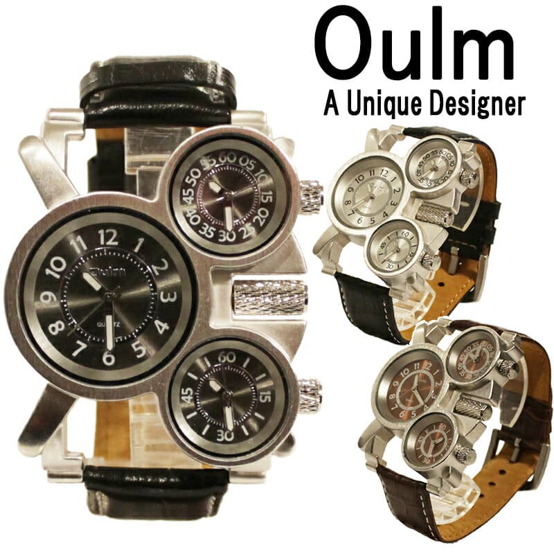 [New]Oulm Men's Quartz Watch Big Face Triple Leather Waterproof - BE ...