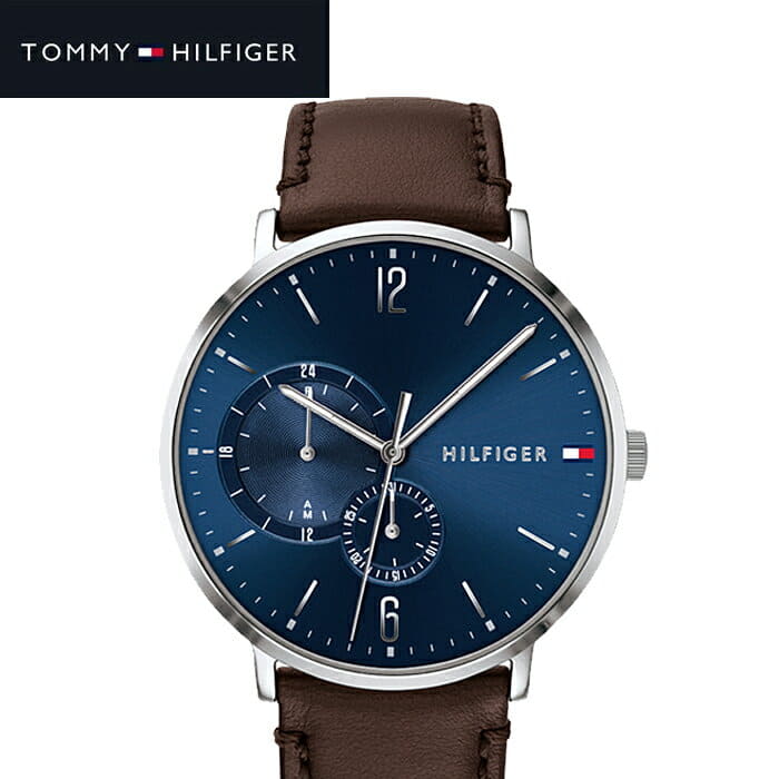 New]The watch that tomihirufiga TOMMY HILFIGER 1791508 (197) clock watch  men Navy brown leather is blue - BE FORWARD Store