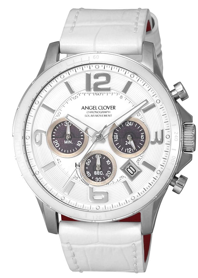New]Angel clover watch time craft solar chronograph men white