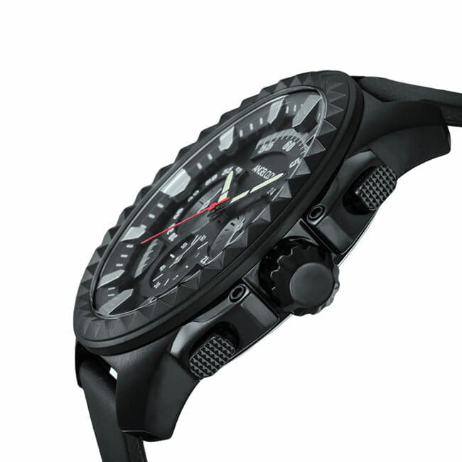 New]Angel clover watch rugged 46mm chronograph men Black/Black