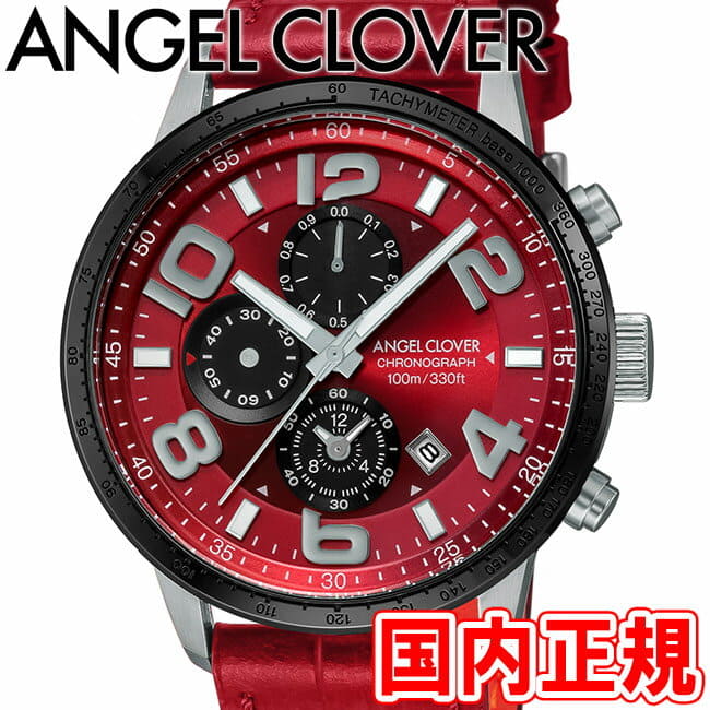 New]Angel clover watch Luce men chronograph red/silver/red leather 