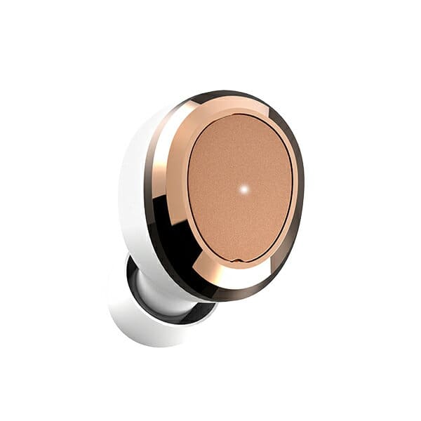 New Bluetooth earphone perfection wireless earphone Dearear Oval White R Gold DE 0102 toe roux wireless both ears right and left separation model full wireless Bluetooth earphone BE FORWARD Store