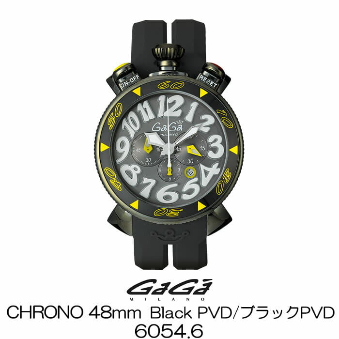 New]GaGa MILANO CHRONO 48MM BlackPVD/ Gaga Milan Kurono 48MM Black