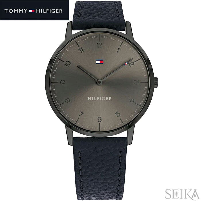 New]tomihirufiga TOMMY HILFIGER 1791583 (273) clock watch men gray Navy  leather - BE FORWARD Store