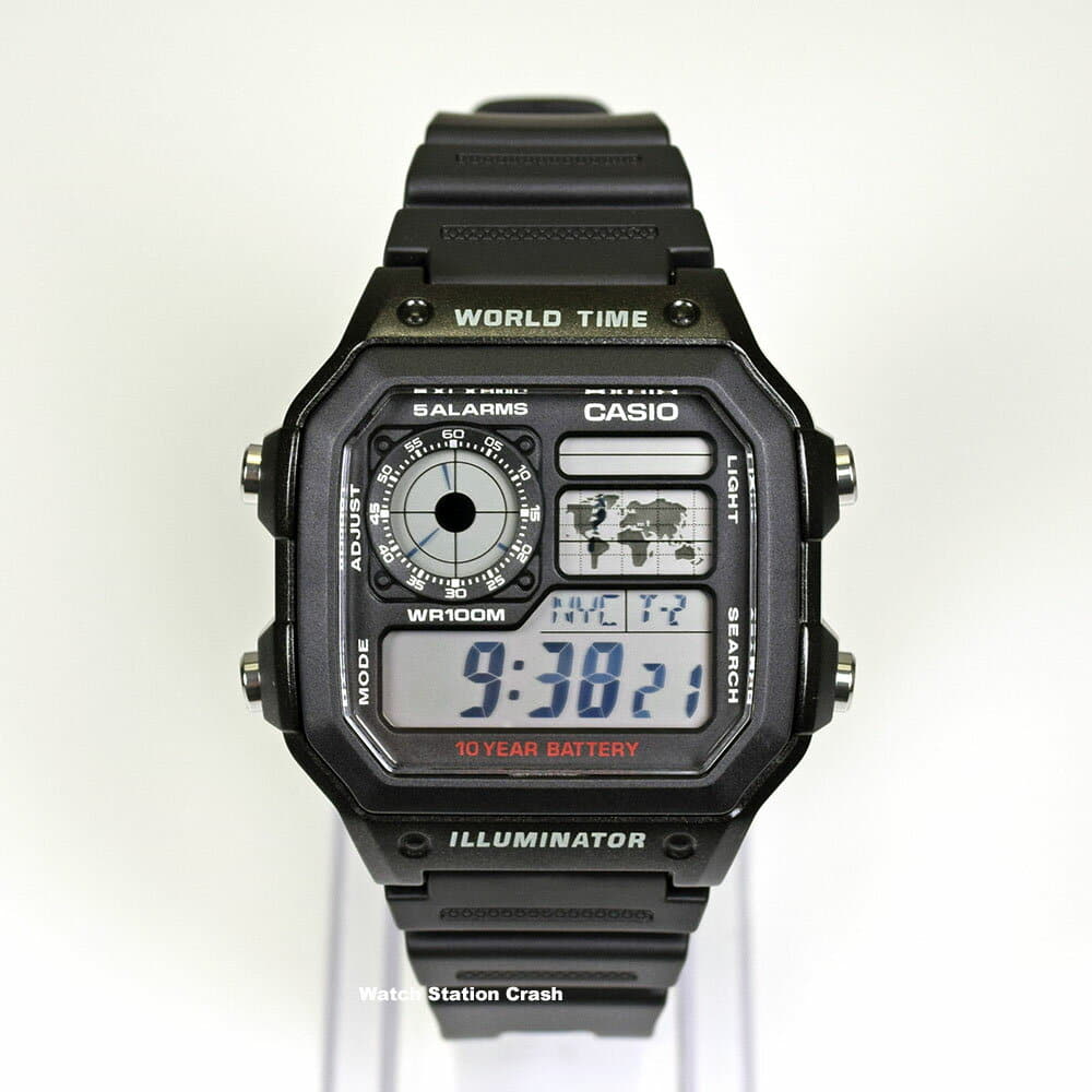 New]digital including the CASIO Casio watch AE-1200WH-1A AE1200WH-1A men  Lady's watch Black black 10 standard atmosphere waterproofing world time -  BE FORWARD Store