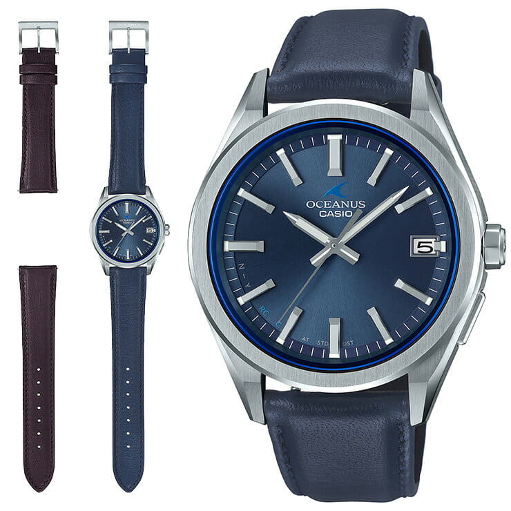 CASIO OCEANUSOCW-T200SLE-2AJRネイビー レザー 時計 OCW-T200SLE-2A__15002__53599.