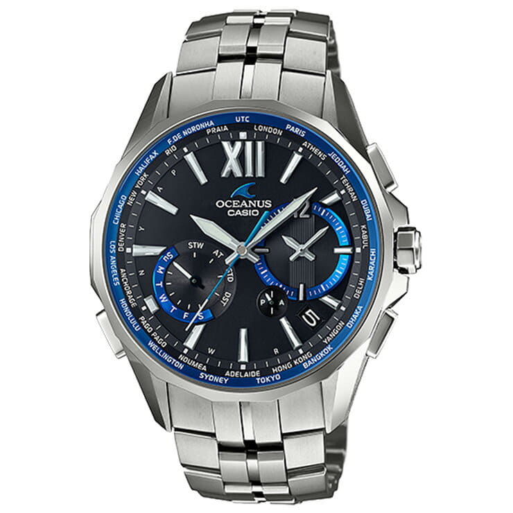 New Casio OCEANUS manta OCW S3400 1AJF solar radio time signal CASIO OCEANUS Manta thin slim line chronograph men watch BE FORWARD Store