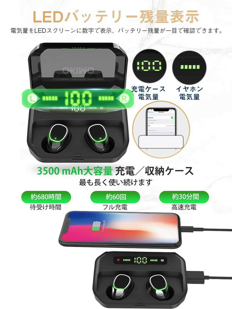 New Okimo Complete Wireless Earphone With Indicator Hi Fi High Sound Quality c Left Right Separation Type Automatic Pairing Adjustable Volume Technically Certified Siri Ipx7 Waterproof For Iphone Android Be Forward Store New Okimo Complete Wireless Earphone With Indicator Hi Fi High Sound Quality c Left Right Separation Type Automatic Pairing Adjustable Volume Technically Certified Siri Ipx7 Waterproof For Iphone Android Be Forward Store
