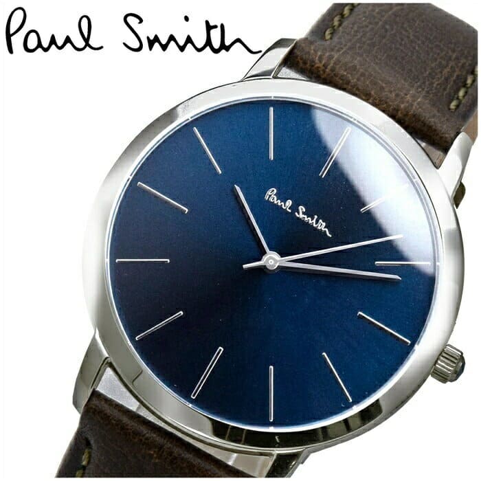 ✨️美品✨️Paul Smith 腕時計 ブルー レザー P10091 New]The watch that a Paul Smith PAUL SMITH P10091 watch men Navy