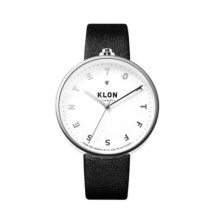 New]KLON AUTOMATIC WATCH BLACK LEATHER -ALPHABET TIME- 43mm - BE  