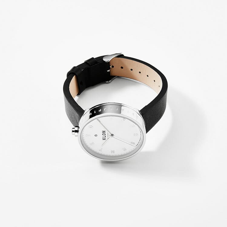 New]KLON AUTOMATIC WATCH BLACK LEATHER -ALPHABET TIME- 43mm - BE 