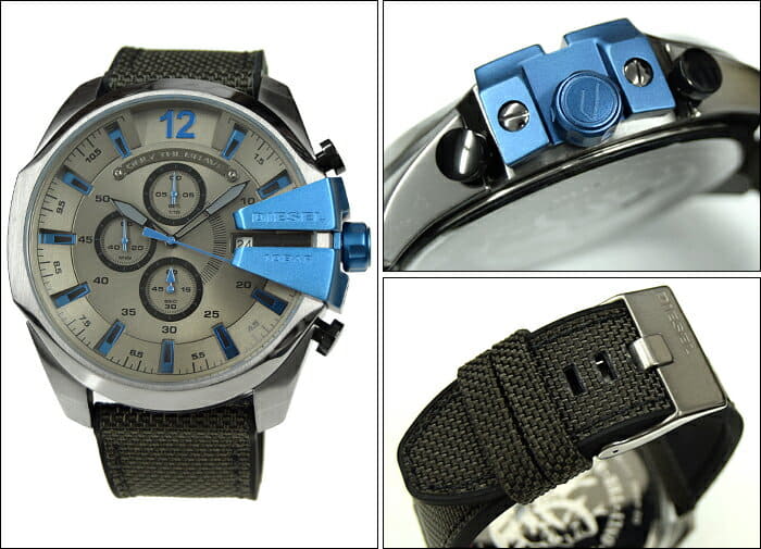 New Diesel DIESEL DZ4500 mega chief clock watch mens gray nylon